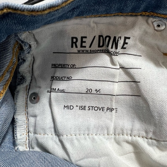 New with imperfections RE/DONE Mid Rise Stovepipe blue jeans 23 - Picture 3 of 8